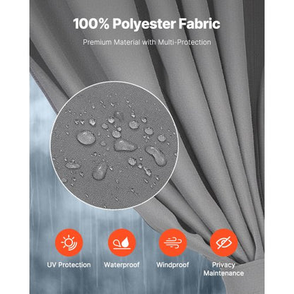 Gazebo Privacy Curtain 12' x 10' x 6.7' Waterproof Gazebo Curtains Gray | EU