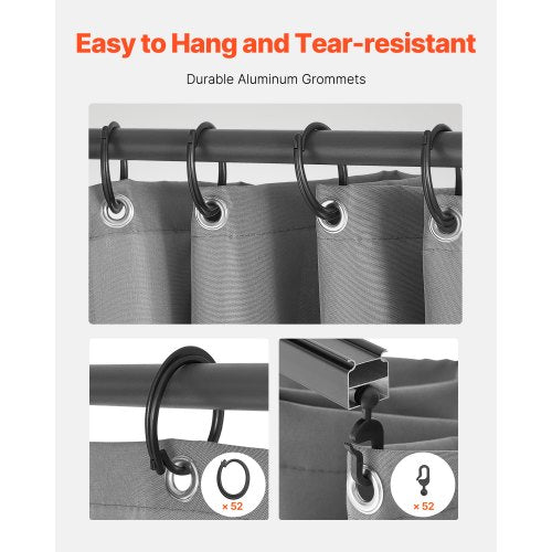 Gazebo Privacy Curtain 12' x 10' x 6.7' Waterproof Gazebo Curtains Gray | EU