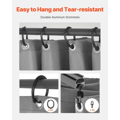 Gazebo Privacy Curtain 12' x 10' x 6.7' Waterproof Gazebo Curtains Gray | EU