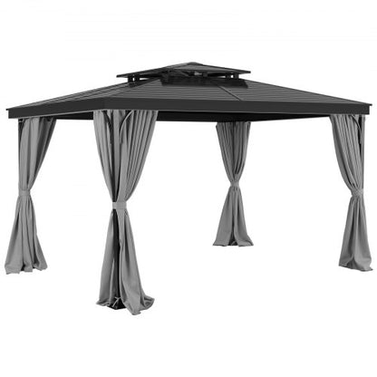 Gazebo Privacy Curtain 12' x 10' x 6.7' Waterproof Gazebo Curtains Gray | EU
