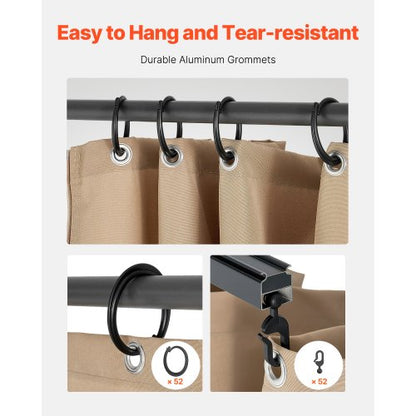 Gazebo Privacy Curtain 12' x 10' x 7.3' Waterproof Gazebo Curtains Khaki | EU