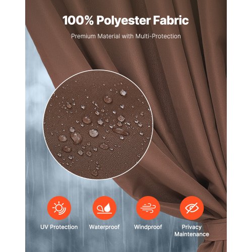 Gazebo Privacy Curtain 12' x 10' x 7' Waterproof Gazebo Curtains Coffee | EU