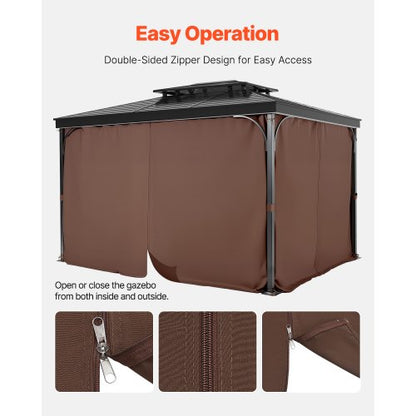 Gazebo Privacy Curtain 12' x 10' x 7' Waterproof Gazebo Curtains Coffee | EU