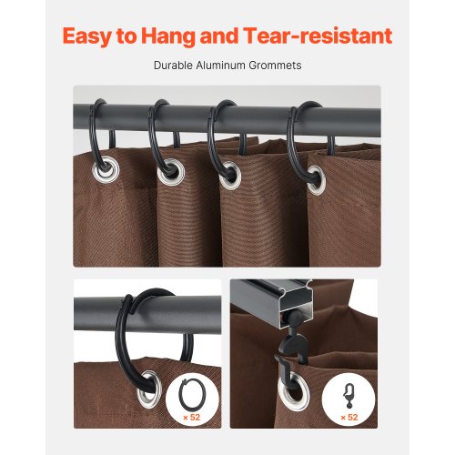 Gazebo Privacy Curtain 12' x 10' x 7' Waterproof Gazebo Curtains Coffee | EU