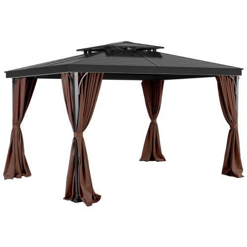 Gazebo Privacy Curtain 12' x 10' x 7' Waterproof Gazebo Curtains Coffee | EU