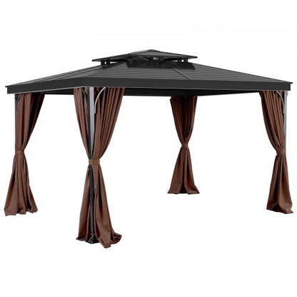 Gazebo Privacy Curtain 12' x 10' x 7' Waterproof Gazebo Curtains Coffee | EU