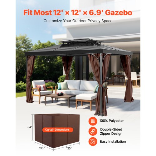 Gazebo Privacy Gardin 12' x 12' x 6,9' Vattentät Gazebo Gardiner Kaffe |  EU