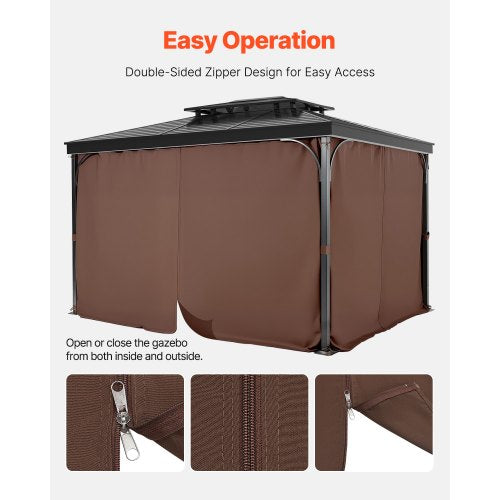 Gazebo Privacy Gardin 12' x 12' x 6,9' Vattentät Gazebo Gardiner Kaffe |  EU