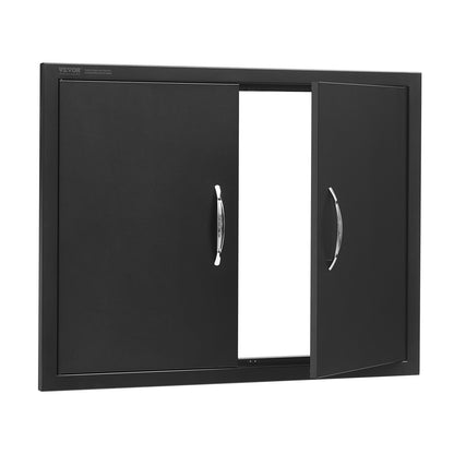 BBQ-Zugangstür, 788 x 610 mm doppelte Außenküchentür, Kaltplatten-Einbautür, vertikale Wandtür mit Griff, für BBQ-Insel, Grillstation, Außenschrank