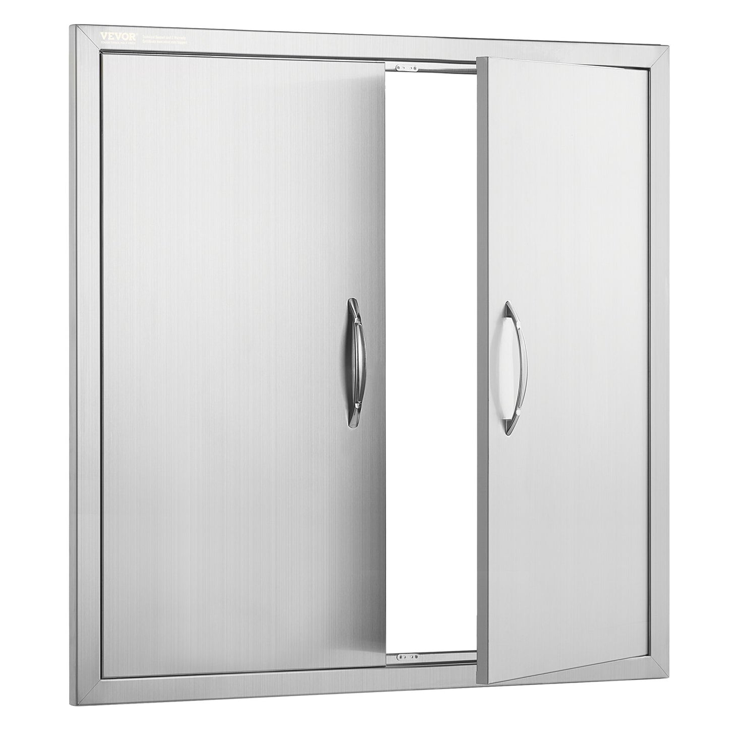 BBQ-Zugangstür, 790x790 mm Doppelte Außenküchentür, Edelstahl-Einbautür, Vertikale Wandtür mit Griff, für BBQ-Insel, Grillstation, Außenschrank