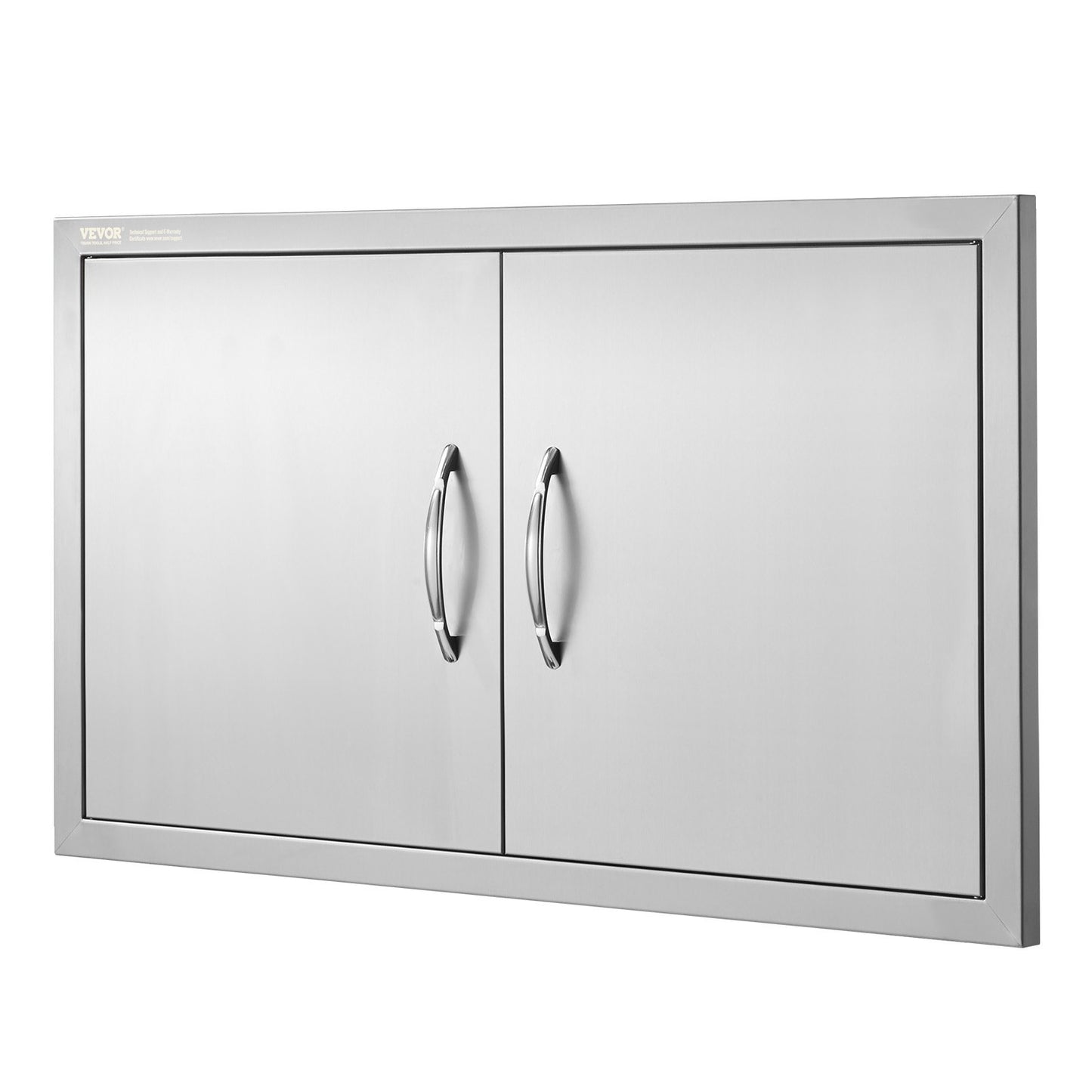 BBQ access door, 863x482 mm double outdoor kitchen door, stainless steel recessed door, vertical wall door with handle, for BBQ Island, grill station, outdoor cabinet