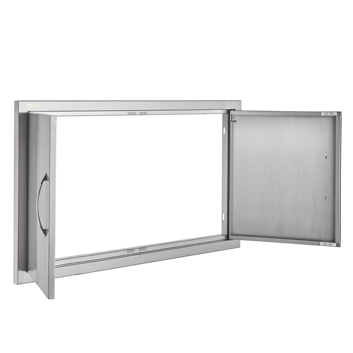 BBQ access door, 863x482 mm double outdoor kitchen door, stainless steel recessed door, vertical wall door with handle, for BBQ Island, grill station, outdoor cabinet