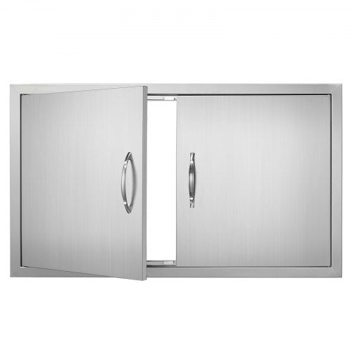 BBQ Access Door, 36W x 21H Inch Double Outdoor Kitchen Door, Stainless Steel Flush Mount Door, Wall Vertical Door with Handles, for BBQ Island, Grilling Station, Outside Cabinet