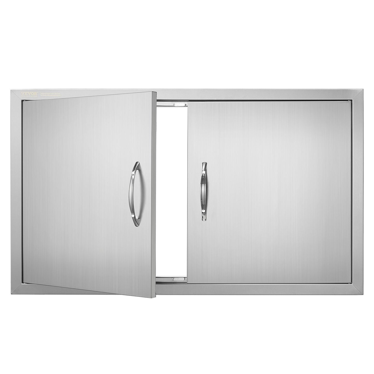 BBQ access door, 915x533 mm double outdoor kitchen door, stainless steel recessed door, vertical wall door with handle, for BBQ Island, grill station, outdoor cabinet