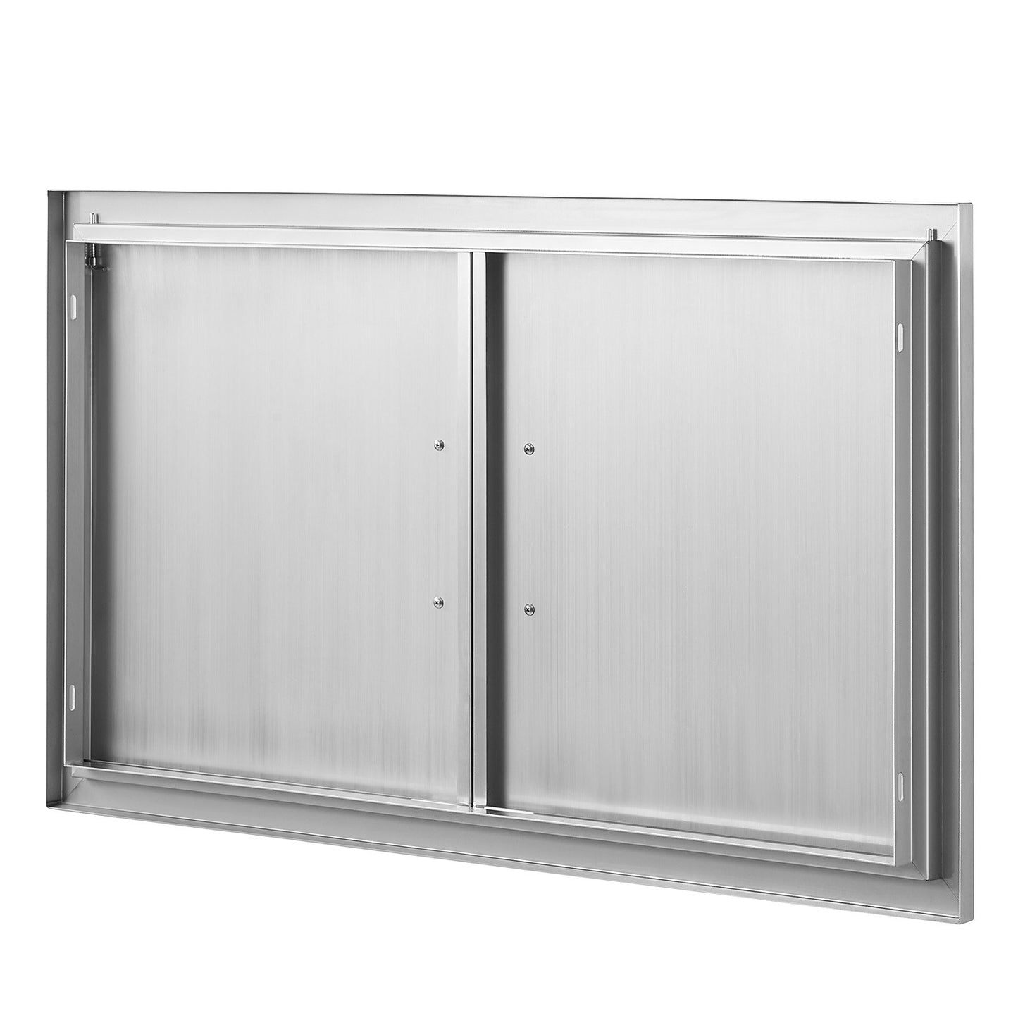 BBQ access door, 915x533 mm double outdoor kitchen door, stainless steel recessed door, vertical wall door with handle, for BBQ Island, grill station, outdoor cabinet