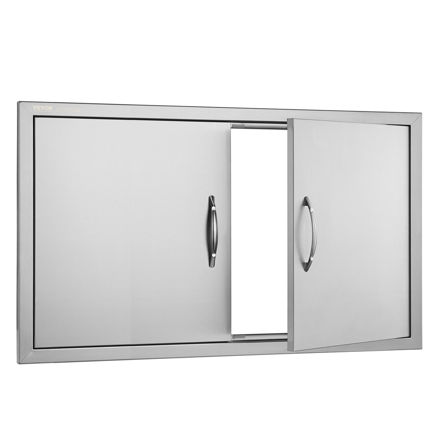 BBQ access door, 915x533 mm double outdoor kitchen door, stainless steel recessed door, vertical wall door with handle, for BBQ Island, grill station, outdoor cabinet