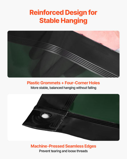 Welding Screen with Frame, 3-Panel 6 x 8 FT Welding Curtain Screen, Flame-Resistant Vinyl Safety Protection Screens with 12 Wheels & 6-Level UV Protection for Workshop/Industrial Use, Dark Green