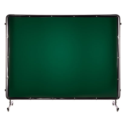 Welding Screen with Frame, 3-Panel 6 x 8 FT Welding Curtain Screen, Flame-Resistant Vinyl Safety Protection Screens with 12 Wheels & 6-Level UV Protection for Workshop/Industrial Use, Dark Green