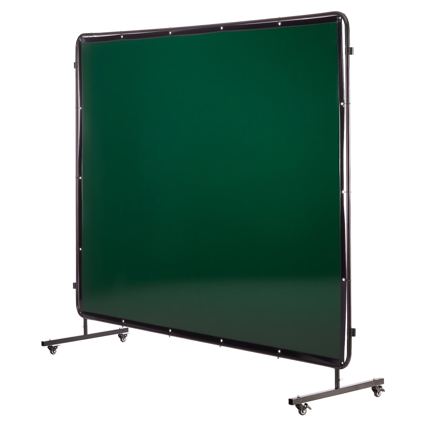 Welding Screen with Frame, 3-Panel 6 x 8 FT Welding Curtain Screen, Flame-Resistant Vinyl Safety Protection Screens with 12 Wheels & 6-Level UV Protection for Workshop/Industrial Use, Dark Green