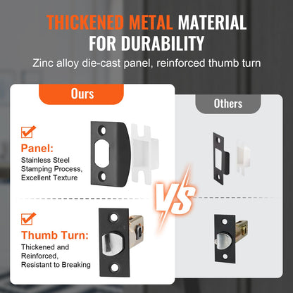 Double Door Handle Set, Matte Black Arched Door Handle, Double Front Door Handle Set with Reversible Handle Lever, Heavy Duty Double Door Lock Set with Dummy, for Office Door or Front Door