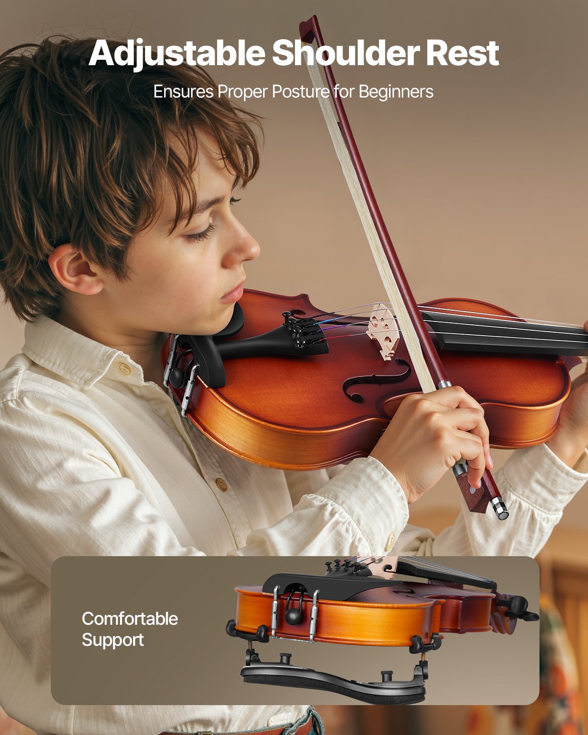 Violin 3/4 Size for Adults, Violin Fiddle Set for Beginners Student with Hard Case, Rosin, Bow, Shoulder Rest,Bridge,Tuner and Extra Strings,Solidwood Professional Musical Instruments (Brown)