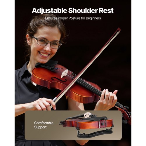 Fiolset 355 mm massivt trä för nybörjare mattbrunt mönster