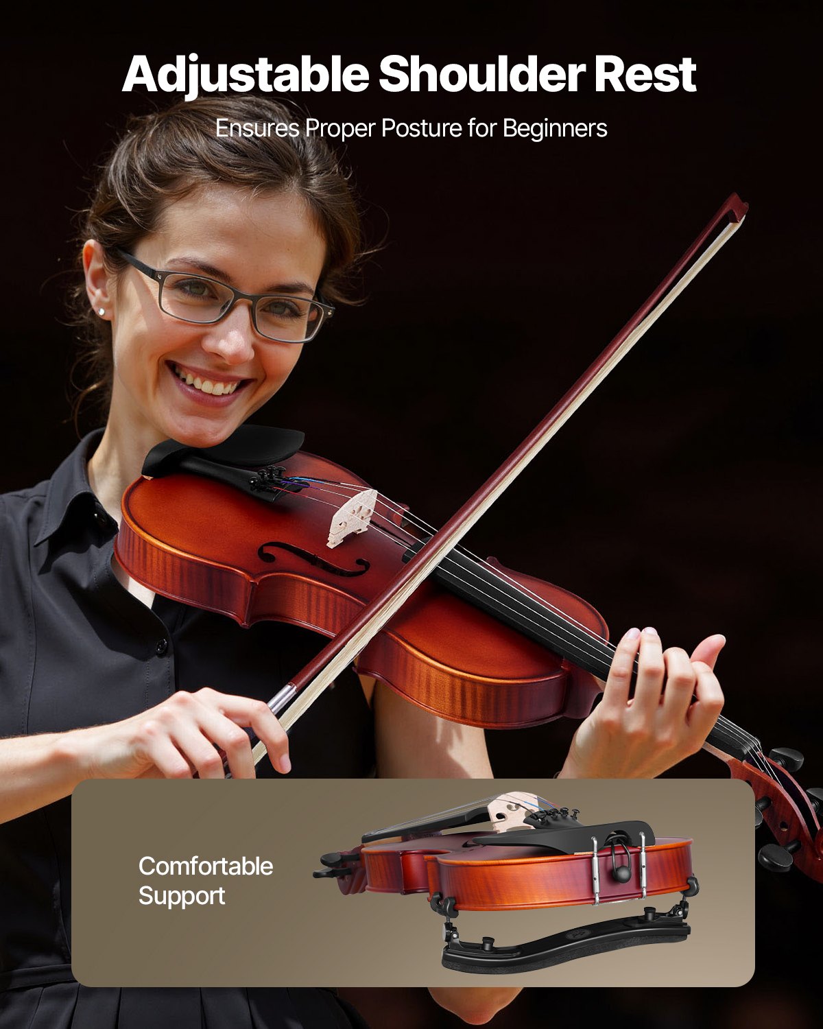 Violin 4/4 Full Size for Adults, Violin Fiddle Set for Beginners Student with Hard Case, Rosin, Bow, Shoulder Rest,Bridge,Extra Strings,Professional Solidwood Instrument (Matte Brown Patterned)