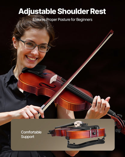 Violin 4/4 Full Size for Adults, Violin Fiddle Set for Beginners Student with Hard Case, Rosin, Bow, Shoulder Rest,Bridge,Extra Strings,Professional Solidwood Instrument (Matte Brown Patterned)