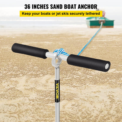 Sandanker, 91,4 cm lange Schraube für Strand und Sandbank, Schraubanker aus Edelstahl 316 mit abnehmbarem Griff, Bungee-Leine und Tragetasche, für Jetski, PWC, Ponton, Kajak