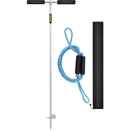 Sandanker, 91,4 cm lange Schraube für Strand und Sandbank, Schraubanker aus Edelstahl 316 mit abnehmbarem Griff, Bungee-Leine und Tragetasche, für Jetski, PWC, Ponton, Kajak