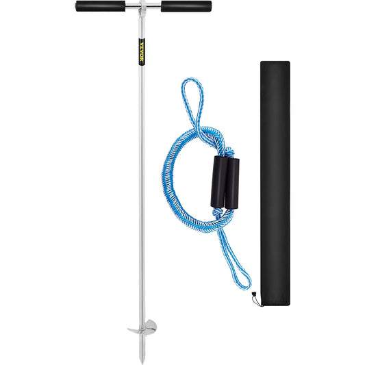 Sandankare, 36\" längd skruv till stranden och sandbank, 316 rostfritt stål skruvankare med avtagbart handtag, bungee Line & bärväska, för jetski PWC pontonkajak