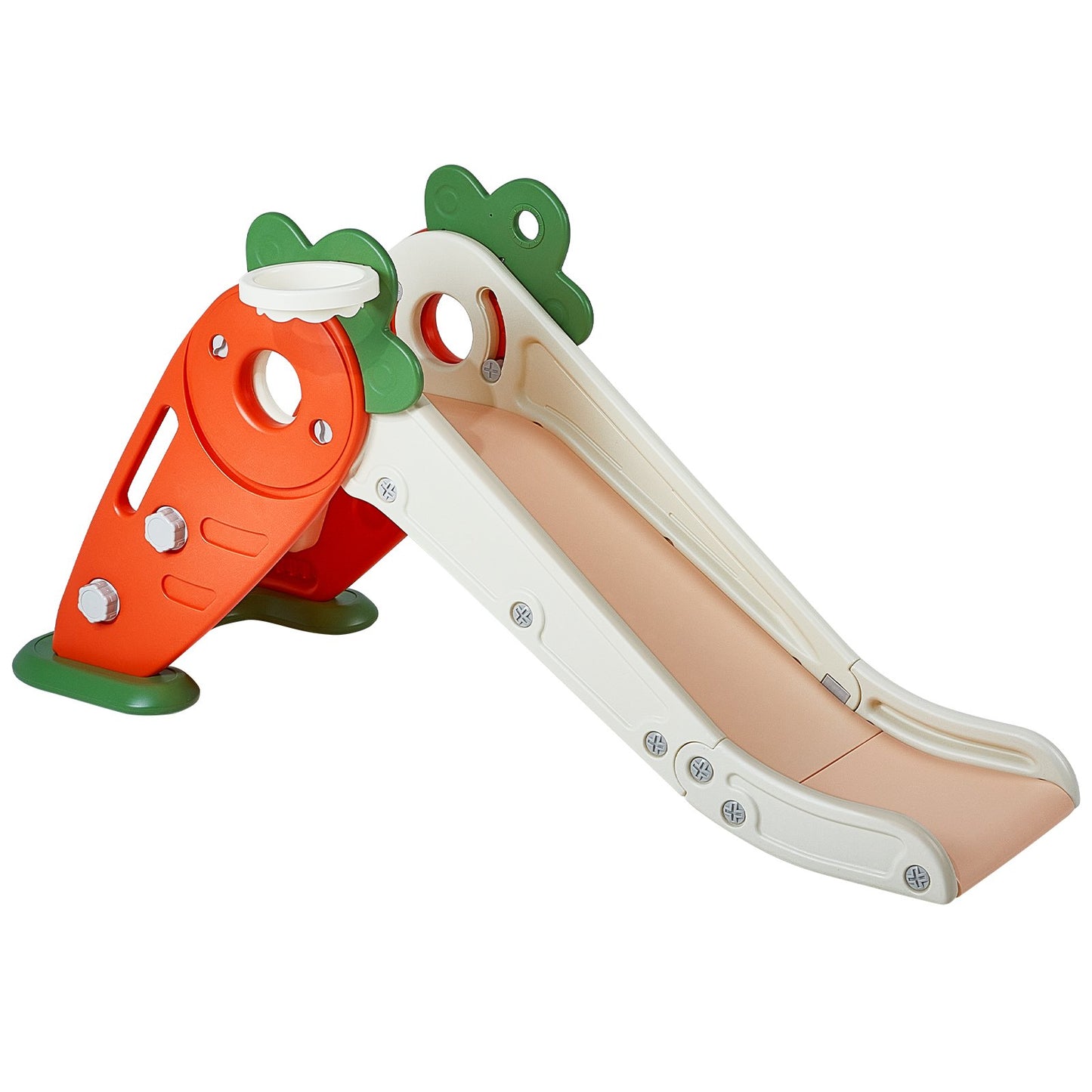 Småbarnsrutschkana, Kid Slide för småbarn i åldern 1-12 med klätterbara stegar och basketbåge, Utomhus rutschkana för barn inom 40 kg, Småbarnslekplats med upphöjd ledstång, Anti-Slip Strip