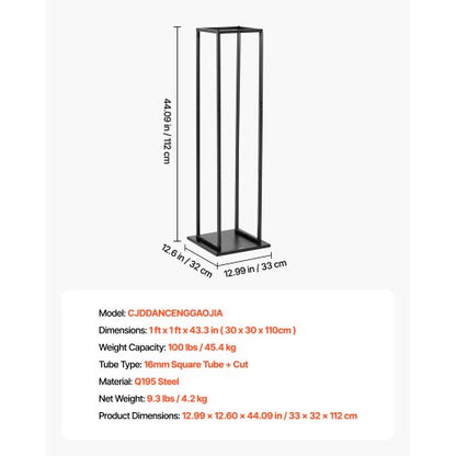 vedställ för inomhusbruk, 33 × 32 × 112 cm vedhållare, rymmer upp till 45 kg, högt vedställ, vedhållare i pulverlackerat stål, kraftig vedhög för eldstad |  EU