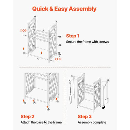vedställ för inomhusbruk, 45,5 cm vedställ i två nivåer med eldstadsverktyg, borste, spade, vedspis och tång, kraftig vedställ, 180 kg viktkapacitet, vedhög förvaring för eldstad |  EU