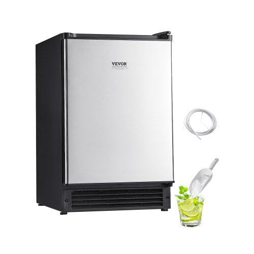 Undercounter Built-in Ice Maker, 15 Lbs/Day Under Counter Ice Maker Machine with Reversible Door Stainless Steel, Freestanding Ice Maker for Commercial Home Kitchen, No Drain Required