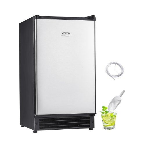 Undercounter Built-in Ice Maker, 25 Lbs/Day Under Counter Ice Maker Machine with Reversible Door Stainless Steel, Freestanding Ice Maker for Commercial Home Kitchen, No Drain Required