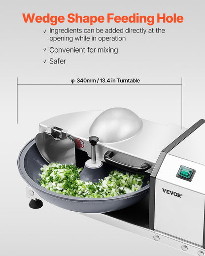 Food Processor Vegetable Chopper 3000 RPM Food Grade Stainless Steel