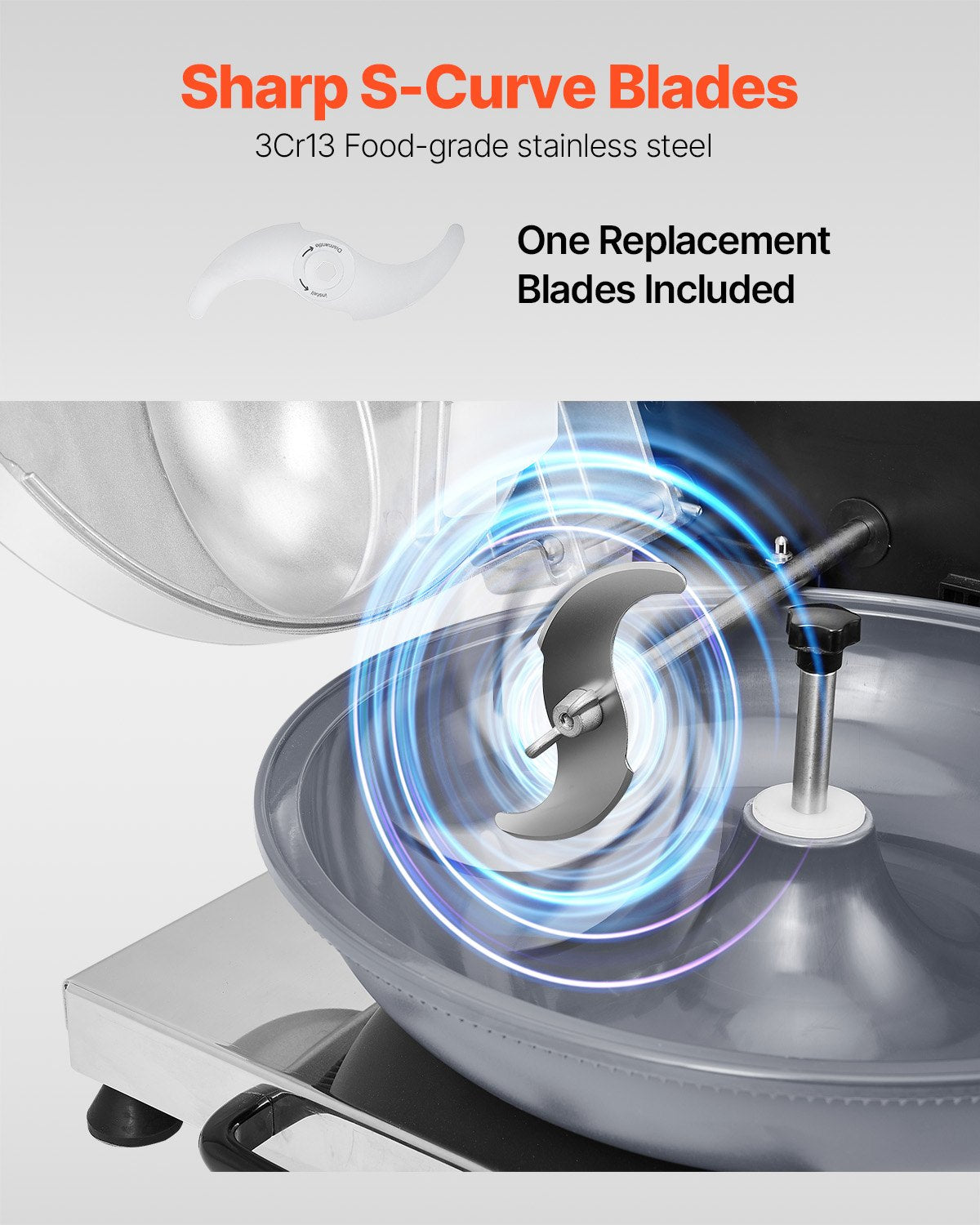 Food Processor Vegetable Chopper 3000 RPM Food Grade Stainless Steel