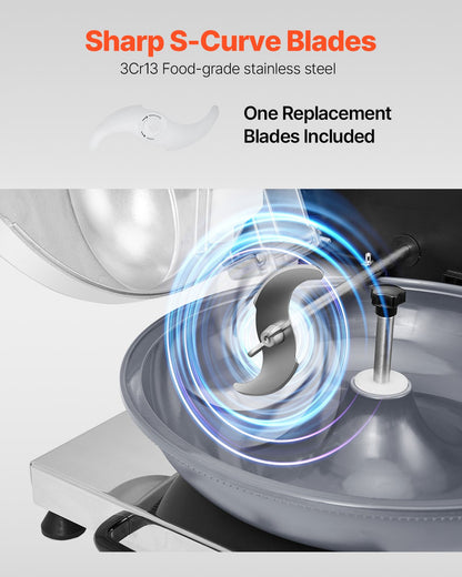 Food Processor Vegetable Chopper 3000 RPM Food Grade Stainless Steel