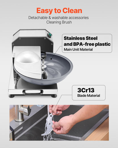 Food Processor Vegetable Chopper 3000 RPM Food Grade Stainless Steel