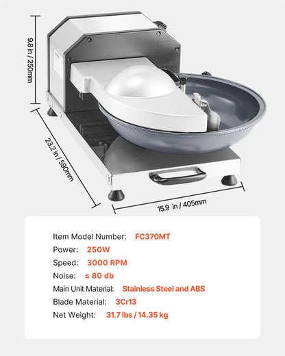 Food Processor Vegetable Chopper 3000 RPM Food Grade Stainless Steel