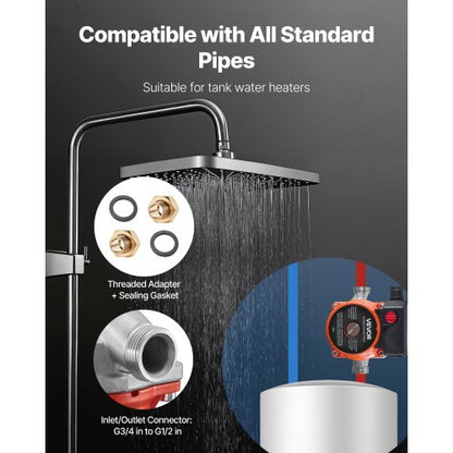 Varmvattencirkulationspump, 38 LPM, Omedelbar cirkulation, 3-hastighetsreglage, 100W, AC 220-240V, G3/4 tum till G1/2 tum adapter, rostfritt stålhuvud, för varmvattenberedare |  EU