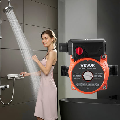 Hot Water Recirculating Pump, 10 GPM, Instant Circulation Circulator Pump System, 3-Speed Control, 0.13 HP, 110-120V, NPT 3/4 in to NPT 1/2 in Adapter, Cast Iron Head, for Water Heater System