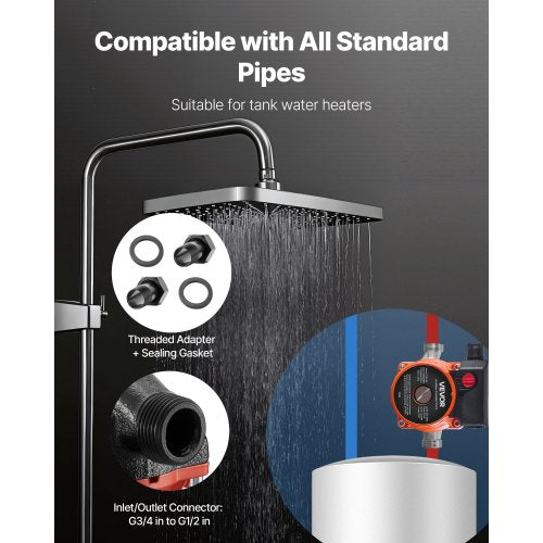 Varmvattencirkulationspump, 38 LPM, Omedelbar cirkulation, 3-hastighetsreglage, 100W, AC 220-240V, G3/4 tum till G1/2 tum adapter, gjutjärnshuvud, för varmvattenberedare |  EU