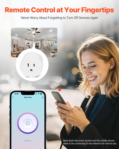 Smart Plug, WiFi Smart Outlet Compatible with Alexa and Google Home, WiFi Plugs with Scheduling, App Control & Timer Function, 2.4GHz Wi-Fi Only, 15Amp, No Hub Required, White (4 Pack)