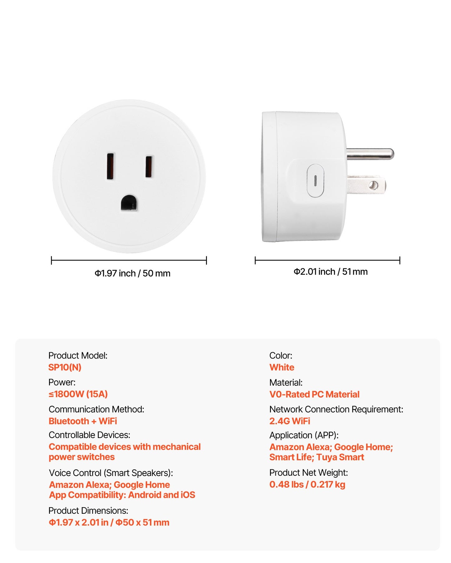 Smart Plug, WiFi Smart Outlet Compatible with Alexa and Google Home, WiFi Plugs with Scheduling, App Control & Timer Function, 2.4GHz Wi-Fi Only, 15Amp, No Hub Required, White (4 Pack)