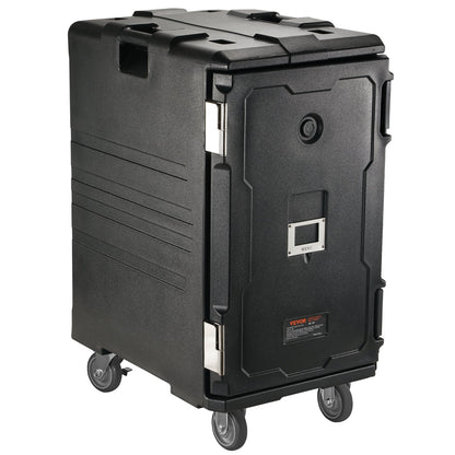 Insulated Food Pan Carrier, 109 Qt Hot Box för catering, LLDPE Food Box Carrier med dubbla spännen, Frontmatad matvärmare med handtag, Ändlastare med hjul för restaurang, matsal, etc.