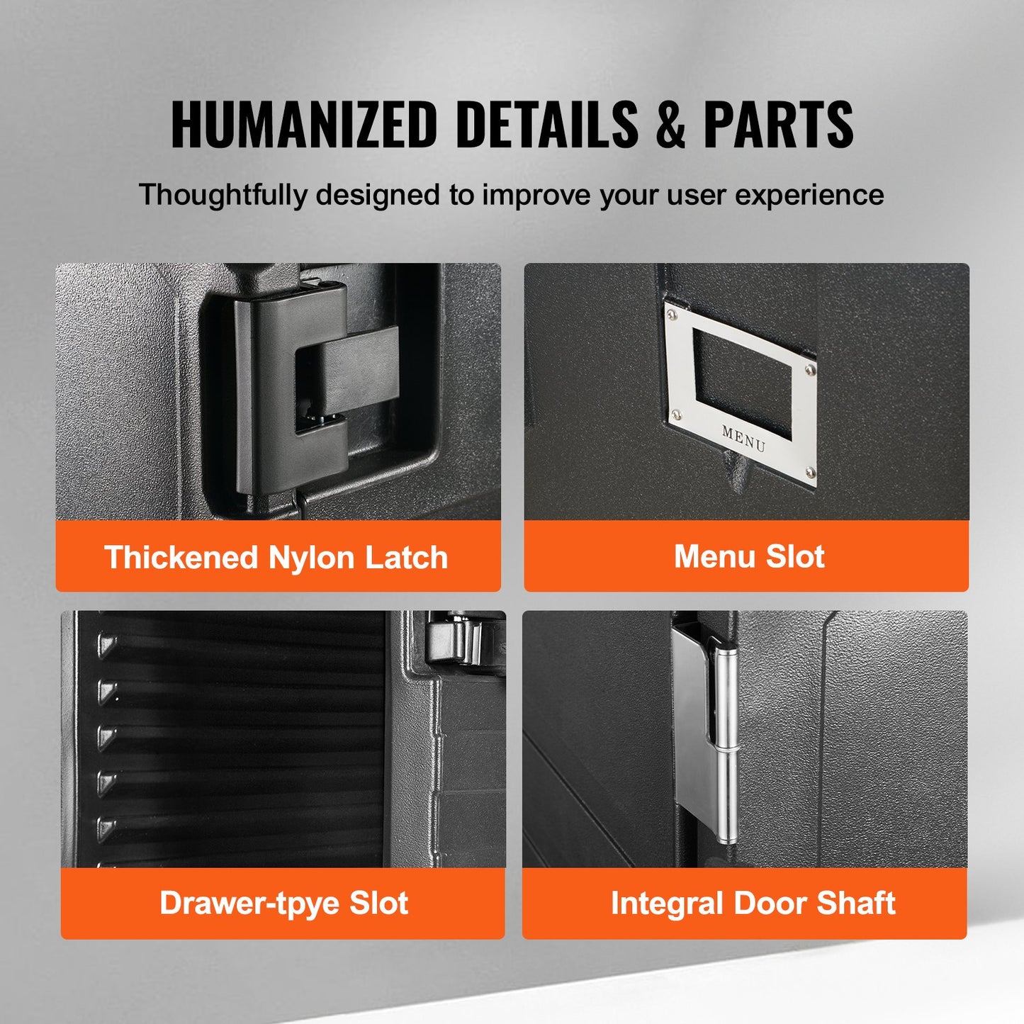 Insulated Food Pan Carrier, 109 Qt Hot Box for Catering, LLDPE Food Box Carrier w/Double Buckles, Front Loading Food Warmer w/Handles, End Loader w/Wheels for Restaurant, Canteen, etc. Black