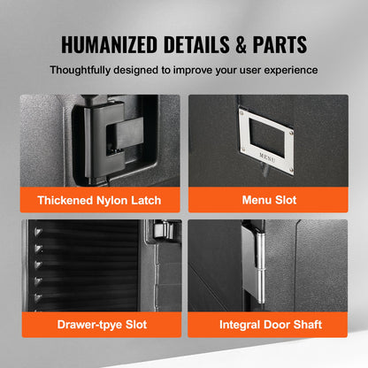 Insulated Food Pan Carrier, 109 Qt Hot Box for Catering, LLDPE Food Box Carrier w/Double Buckles, Front Loading Food Warmer w/Handles, End Loader w/Wheels for Restaurant, Canteen, etc. Black