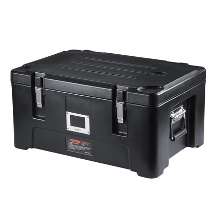 Isolerad matpannahållare, kapacitet på 36 Qt, stapelbar varmlåda för servering med 3 kokkärl i rostfritt stål, toppmatad LLDPE-matvärmare med elastiska sidohandtag och spännen, för restaurangmatsal, svart